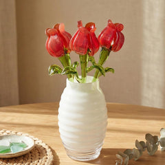 Red Glass Tulips, Glass Flowers Bouquet, Forever Flower, Mothers Day Gifts, Tulip Decor, Spring Decor, Blown Glass Art, Red Tulip Gift