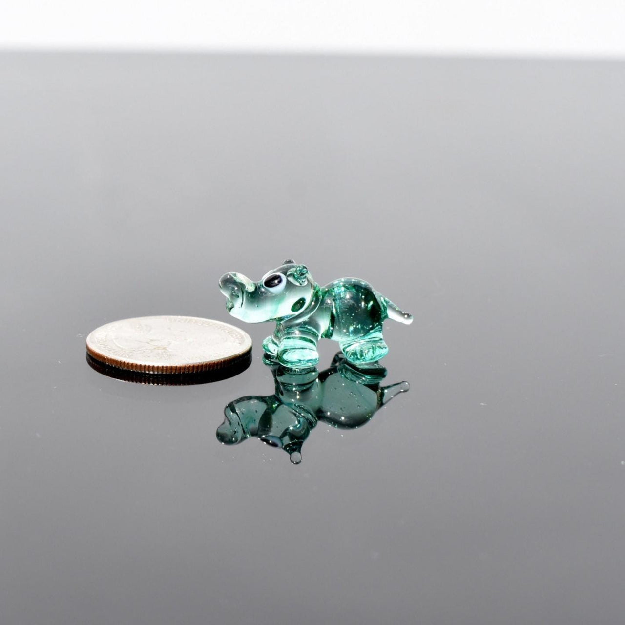 House Hippo, Tiny Glass Animals, Hippo Charm, Hippo Gifts, Glass Animals, Safari Animals, Hippo Statue, Teal Glass, Miniature Figurine