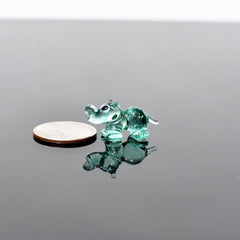 House Hippo, Tiny Glass Animals, Hippo Charm, Hippo Gifts, Glass Animals, Safari Animals, Hippo Statue, Teal Glass, Miniature Figurine