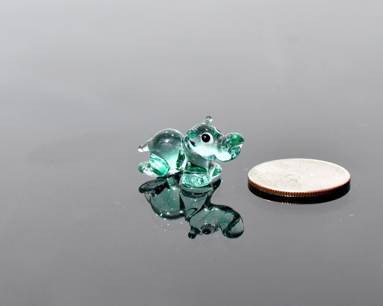 House Hippo, Tiny Glass Animals, Hippo Charm, Hippo Gifts, Glass Animals, Safari Animals, Hippo Statue, Teal Glass, Miniature Figurine