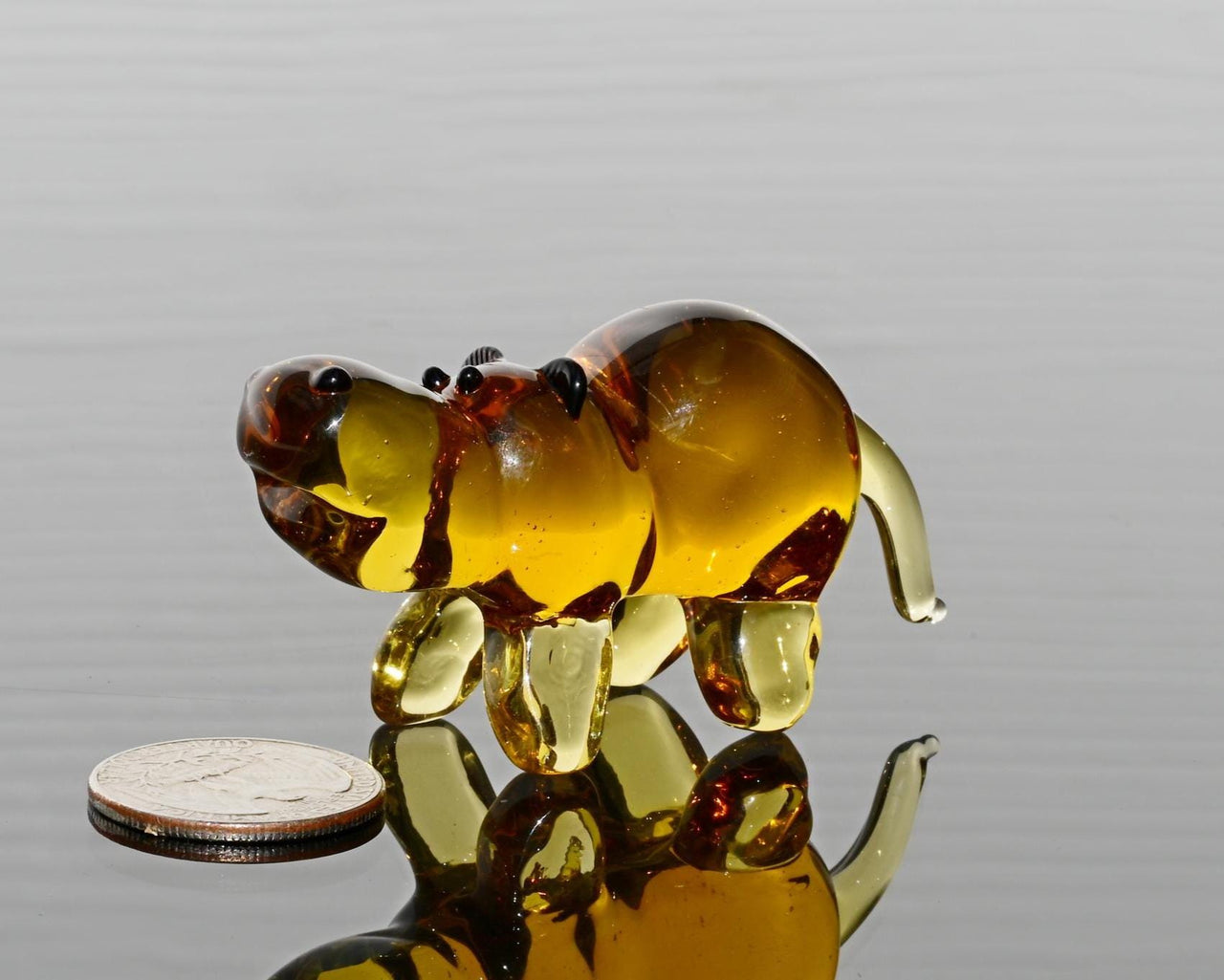 Blown Glass Animals, House Hippo Figurine, Handmade Glass Animals, Amber Hippo, Glass Animal Figurines, Hippo Gifts, Safari Animals