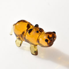 Blown Glass Animals, House Hippo Figurine, Handmade Glass Animals, Amber Hippo, Glass Animal Figurines, Hippo Gifts, Safari Animals