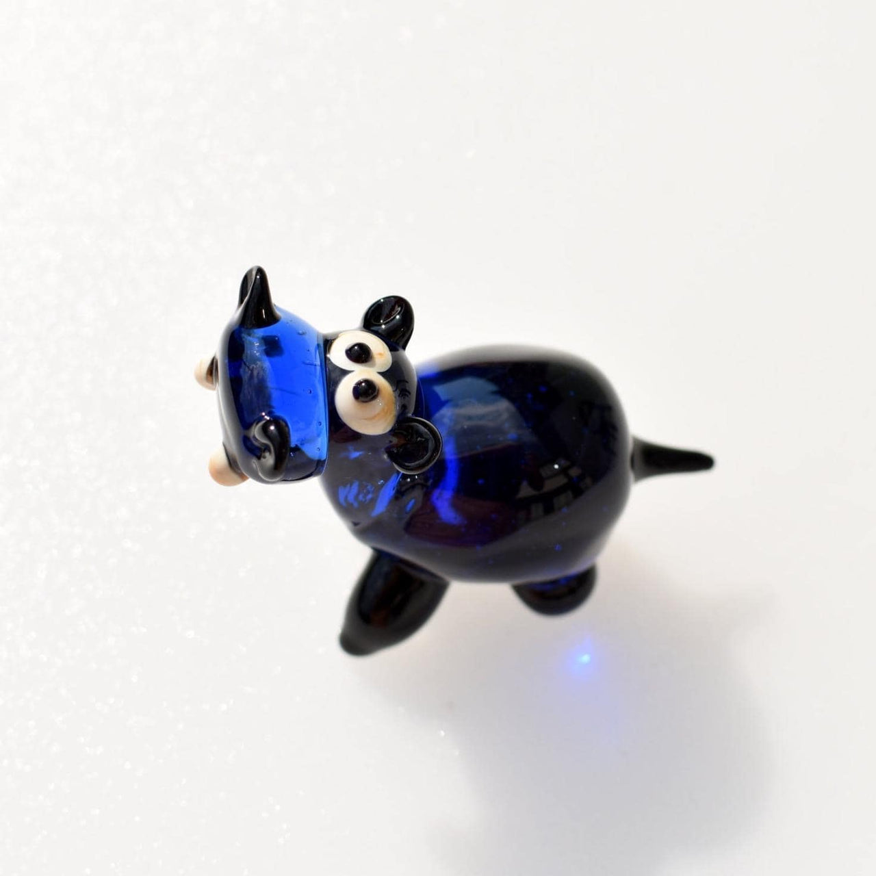 House Hippo Figurine, Mini Glass Animals, Hippo Gifts, Blown Glass Animals, Safari Animals, Cobalt Blue Miniature Figurine