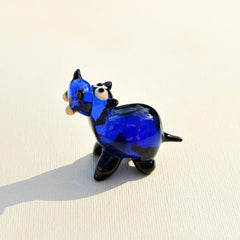 House Hippo Figurine, Mini Glass Animals, Hippo Gifts, Blown Glass Animals, Safari Animals, Cobalt Blue Miniature Figurine