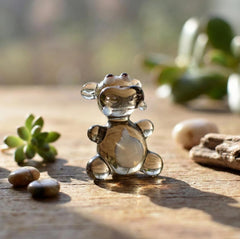 Tiny Glass Animals Hippo Figurine, Hippo Gifts, Miniature Glass Animals, Safari Animals, Hippo Statue, Lampwork Glass, Hippopotamus Gift
