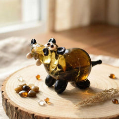 House Hippo Figurine, Tiny Glass Animals, Hippo Gifts, Hippopotamus, Mini Glass Animals, Safari Animals, Amber Glass Hippo, Miniature Animal