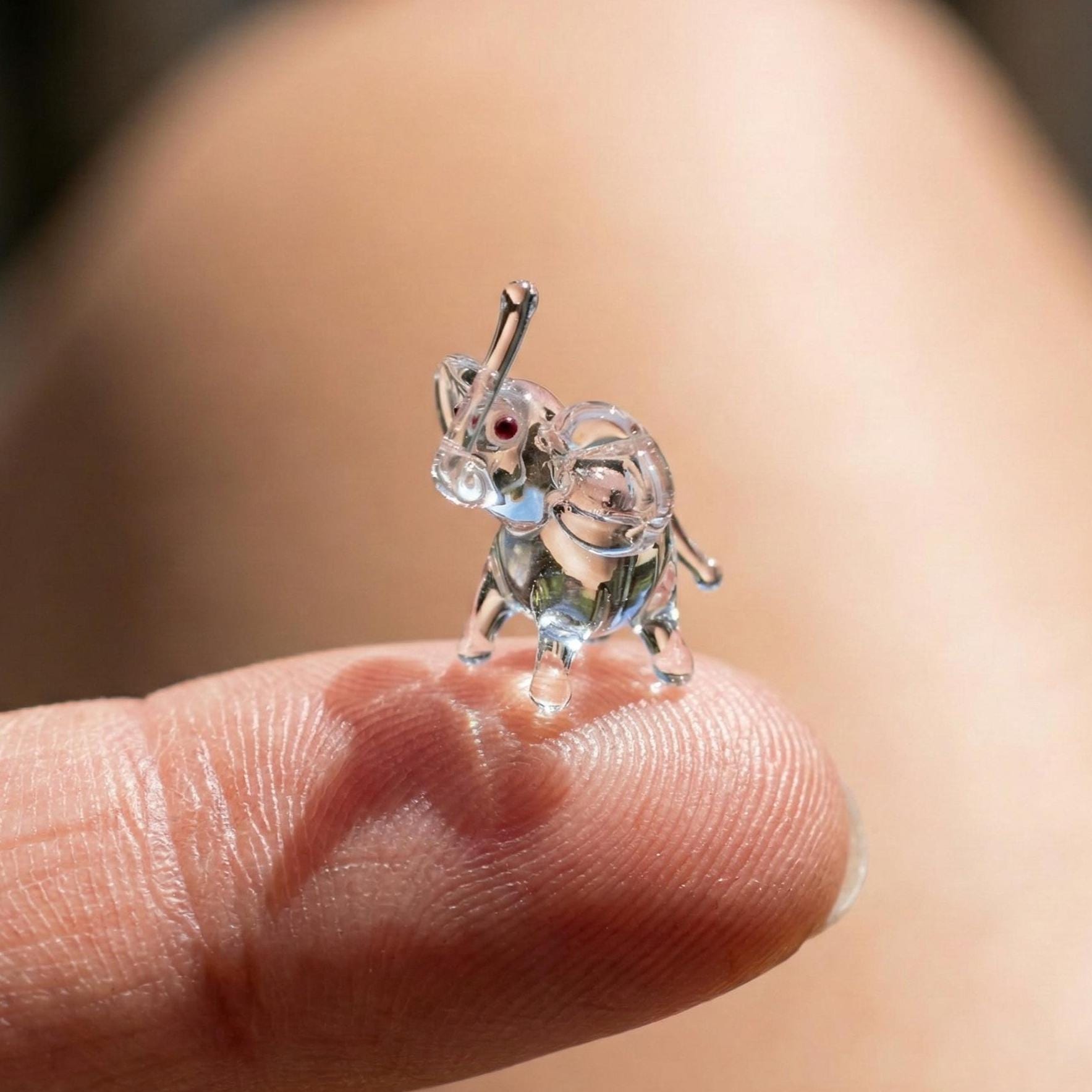 Glass Animal Figurines, Miniature Glass Animals, Clear Glass Elephant, Tiny Glass Animals, Elephant Gifts, Elephant Figurine, Glass Animals