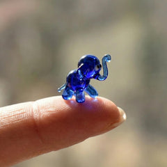 Tiny Glass Animals, Blue Glass Elephant, Elephant Figurine, Elephant Gifts, Glass Animals, Elephant Charm, Mini Glass Animals, Art, Decor