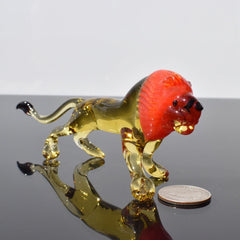 Leo Zodiac Gift, Glass Lion Figurine, Lion Statue, Blown Glass Art, Lion Sculpture, Glass Animals, Desk Decor, Spirit Animal, King of Beasts