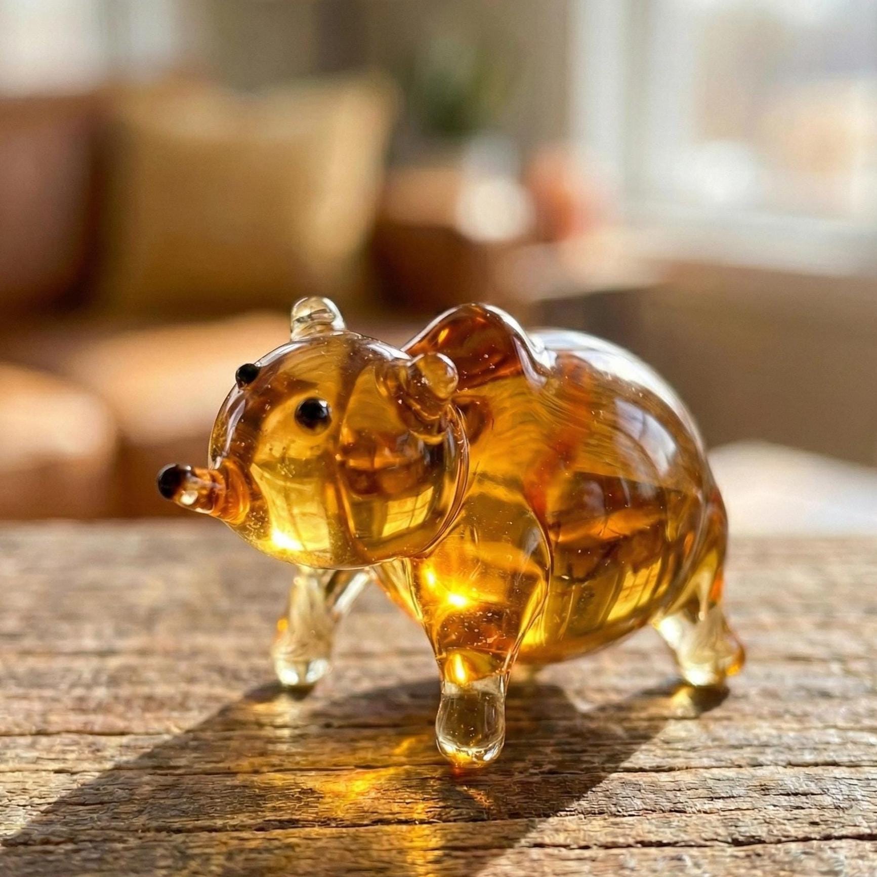 Tiny Glass Animals, Glass Bear, Mini Glass Animals, Woodland Decor, Woodland Animals, Forest Animals, Glass Bear Figurine, Glass Figure, Art