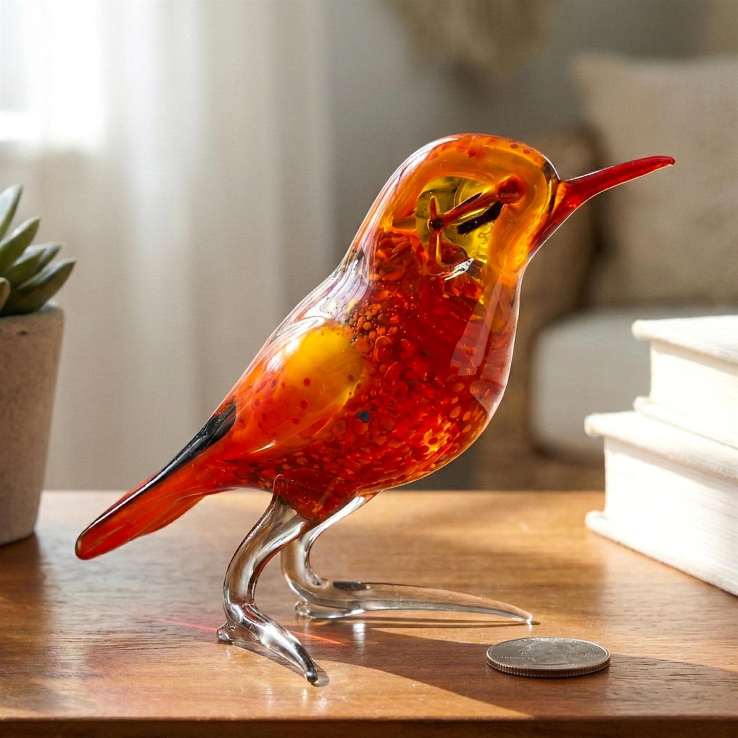 Handmade Orange Bird, Glass Bird Figurine, Bird Sculpture, Bird Decor, Bird Lover Gifts, Glass Bird, Bird Figurine, Bird Art, Glass Bird