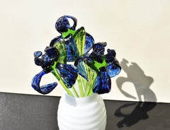 Glass Iris, Iris Gift, Iris Art, Glass Flowers Bouquet, Glass Birth Month Flower, Desk Decor For Women, Mini Glass Flowers Mothers Day Gifts