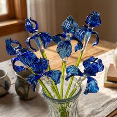 Hand Blown Glass Flowers, Glass Iris, Glass Flower Bouquet, Glass Birth Month Flower, Forever Flowers, Grandmas Garden, Mothers Day Gifts