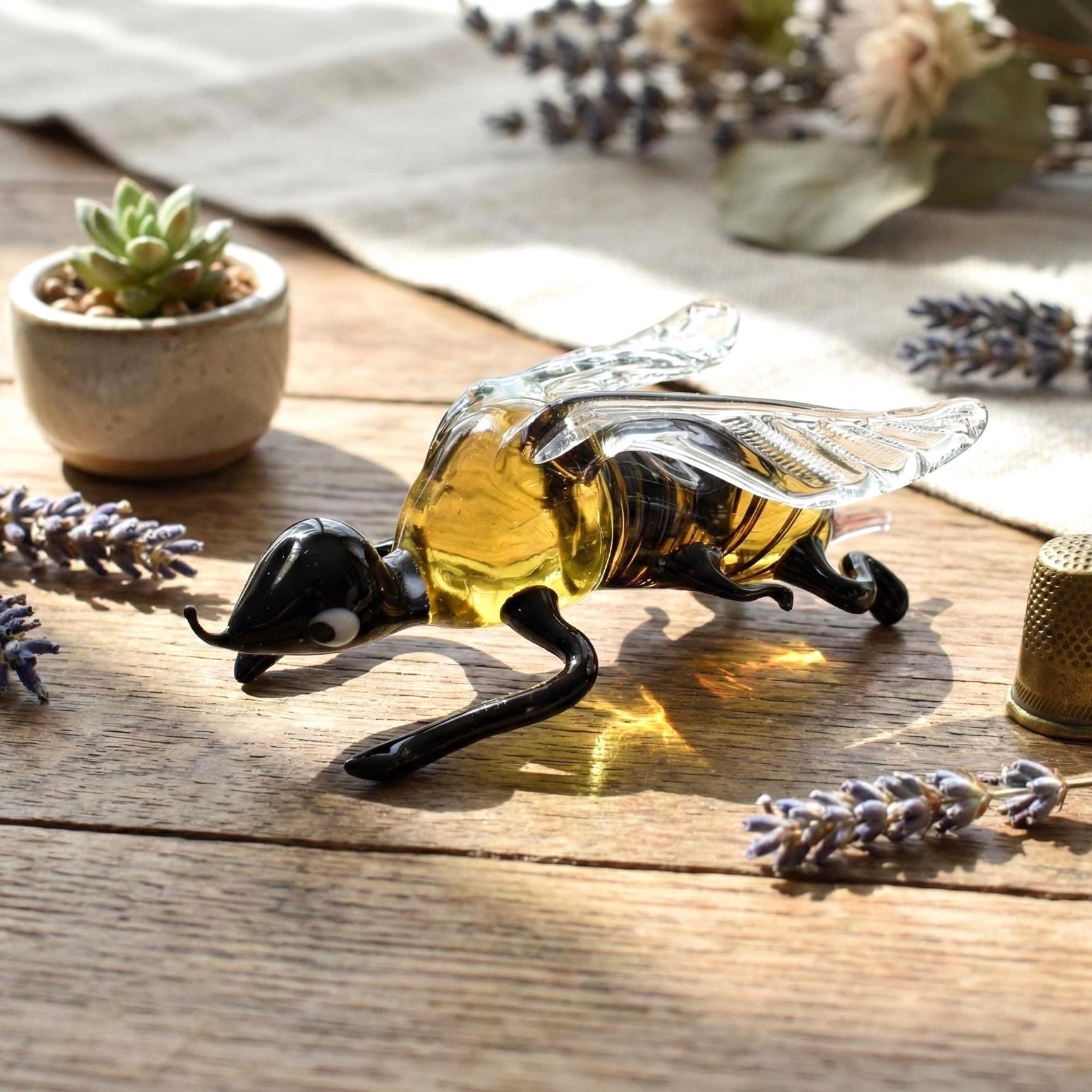 Honey Bee, Glass Sculpture, Bee Decor, Bee Gifts, Bumble Bee, Glass Figures, Glass Animals, Blown Glass Animals, Glass Bee, Bees, Art, Wasp