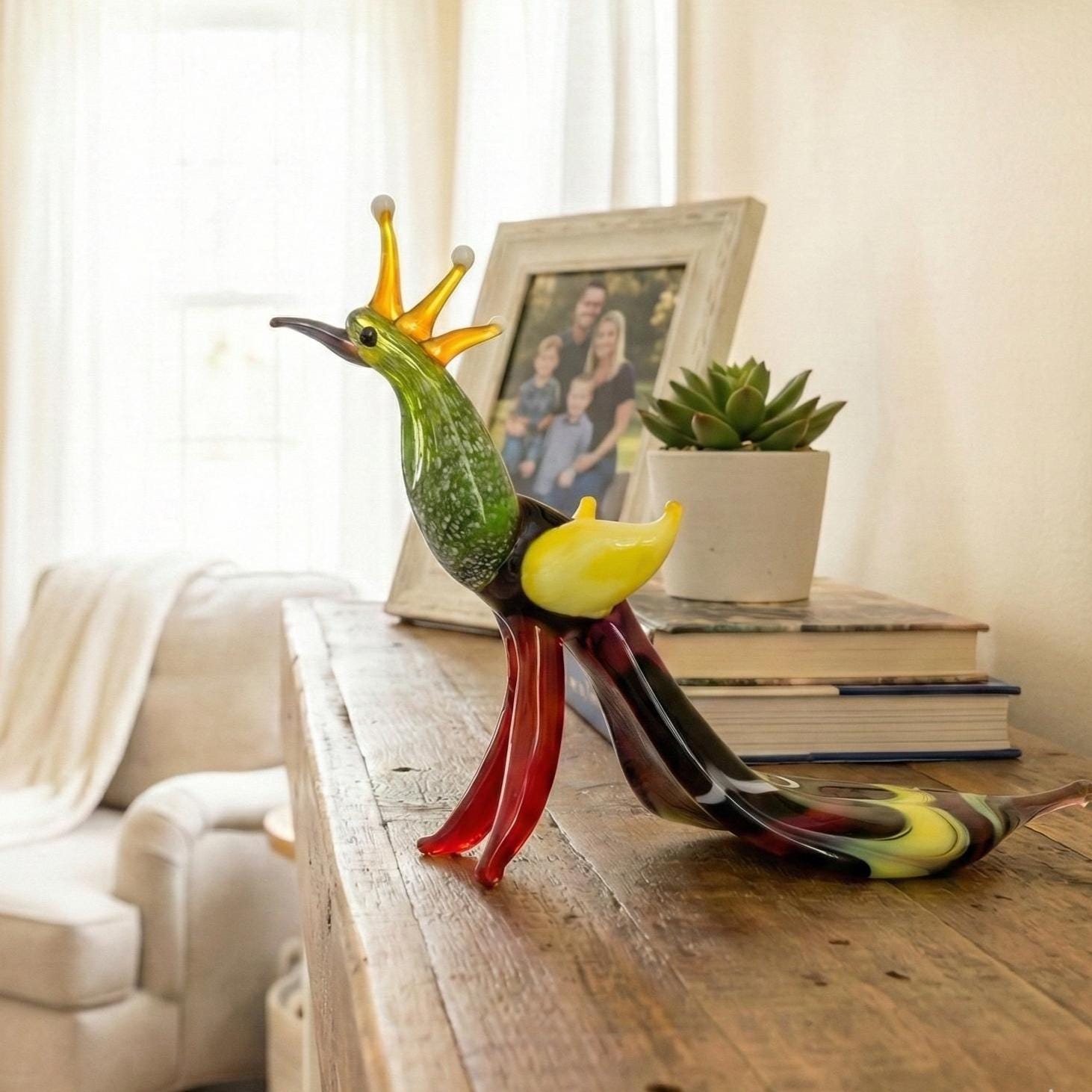 Peacock Decor, Peacock Statue, Glass Peacock Figurine, Peacock Gifts, Bird Lover Gifts, Glass Bird Sculpture, Peacock Sculpture, Peacock Art