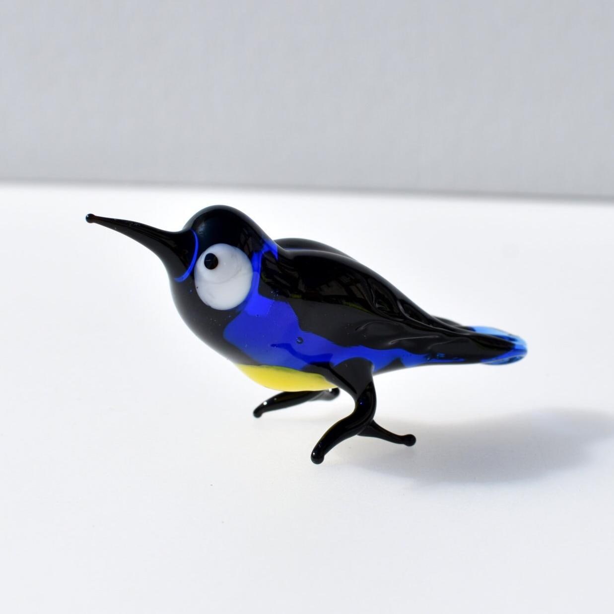 Murano Glass Bird, Blue Bird Figurine, Glass Animal Figurines, Bird Sculpture, Art Glass Animals, Cute Bird Gifts, Blown Glass Art, Desk Pet