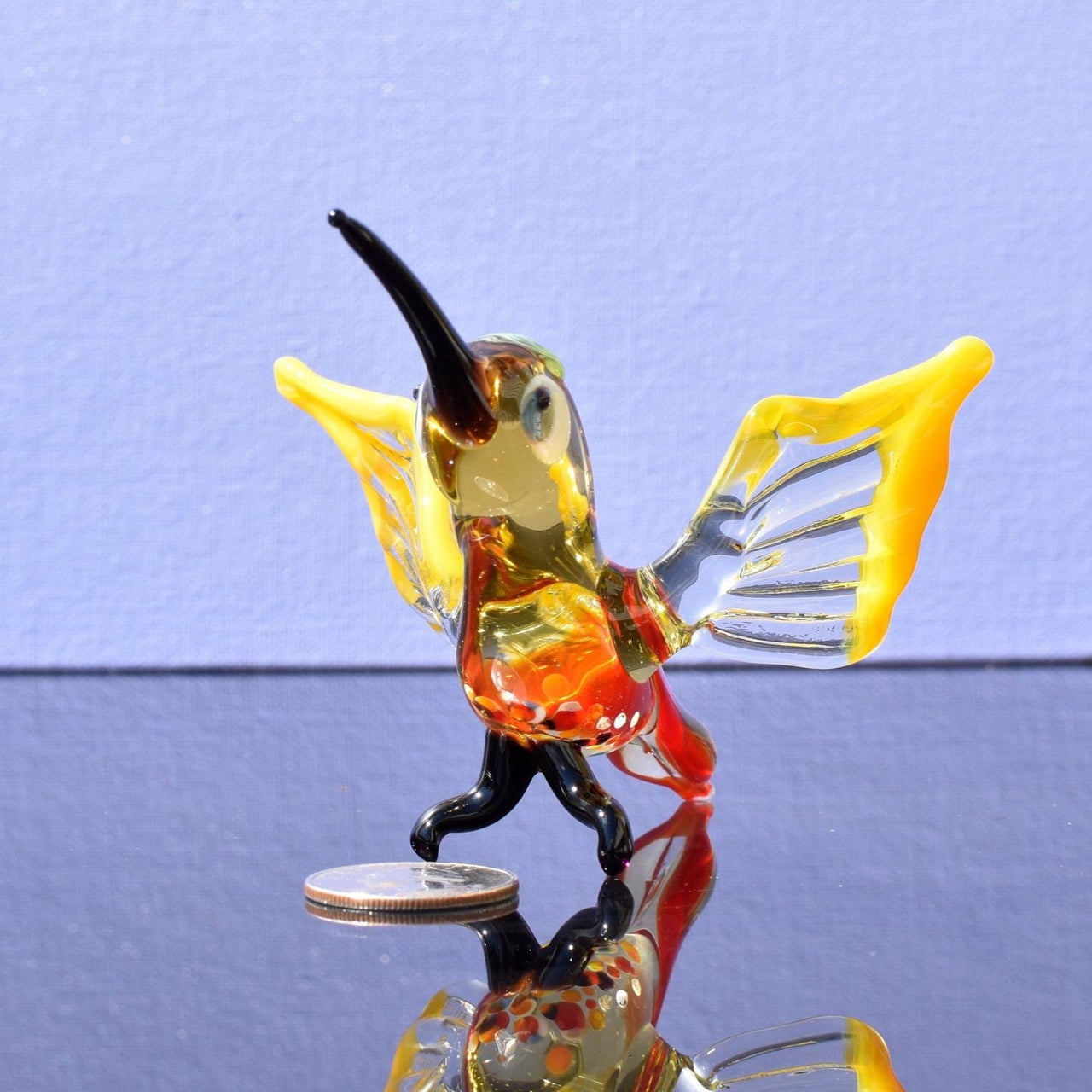 Humming Bird, Glass Hummingbird Art, Gift for Bird Lovers, Blown Glass Hummingbird Figurine, Hummingbird Gifts, Hummingbird Statue Decor