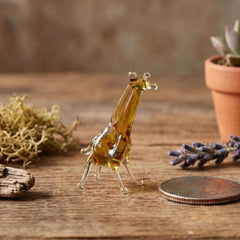 Tiny Glass Animals, Giraffe Gifts, Glass Giraffe, Mini Glass Animals, Safari Animals, Giraffe Figurine, Miniature Giraffe, Art, Decor