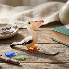 Handmade Glass Bird Figurine, Pelican Art, Mini Glass Animals, Glass Bird, Bird Gifts, Bird Figurines, Bird Decor, Glass Sculpture, Pelican