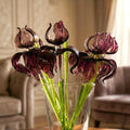 Awesome long stem purple glass Iris flower, purple glass flowers, Excellent addition to your  collection, unique gift.