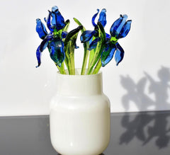 Beautiful blue and white glass Iris flower, mothers day gifts, Excellent addition to your glass collection, unique gift.