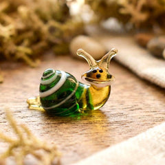 Green Glass Snail, Snail Decor, Snail, Glass Animals, Tiny Glass Animals, Snail Figurine, Glass Snail, Snail Gifts, Mini Glass Animals