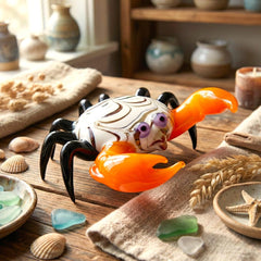 Glass Crab, Glass Sculpture, Crab Decor, Beach Art, Summer Decor, Glass Figures, Hand Blown Glass, Glass Animals, Blown Glass Animals, Crabs