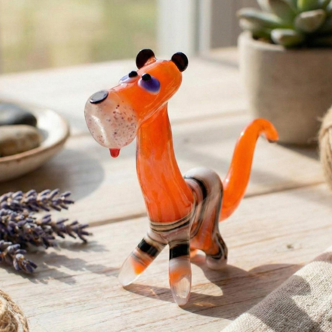 Glass Tiger Figurine, Tiger Statue, Glass Sculptures, Jungle Decor, Jungle Art, Hand Blown Glass, Glass Animals, Blown Glass Animals, Tiger