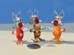 Three Little Pigs, Glass Pig Figurine, Tiny Glass Animals, Mini Glass Animals, Glass Figurines, Hand Blown Glass, Tiny Glass Figurines, Pigs