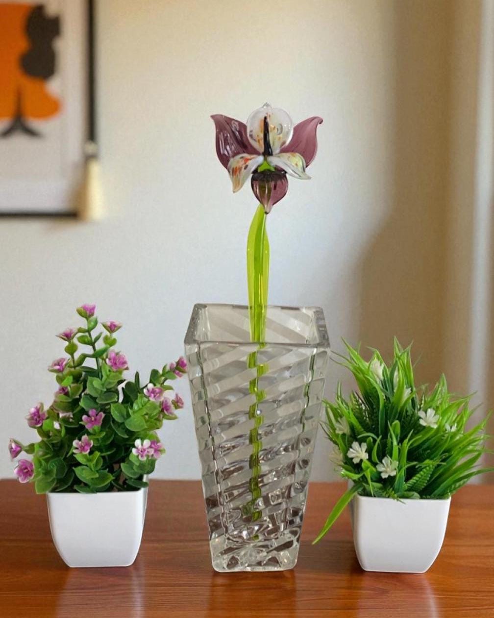 Purple Glass Flowers, Purple Orchid, Glass Orchid Bouquet, Forever Flowers, Glass Flowers Bouquet, Orchid Decor, Eternal Flowers, Orchid Art
