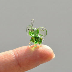 Mini Glass Animals, Elephant Figurine, Green Glass Elephant, Elephant Gifts, Glass Animals, Tiny Glass Animals, Elephant Decor, Art, Lime