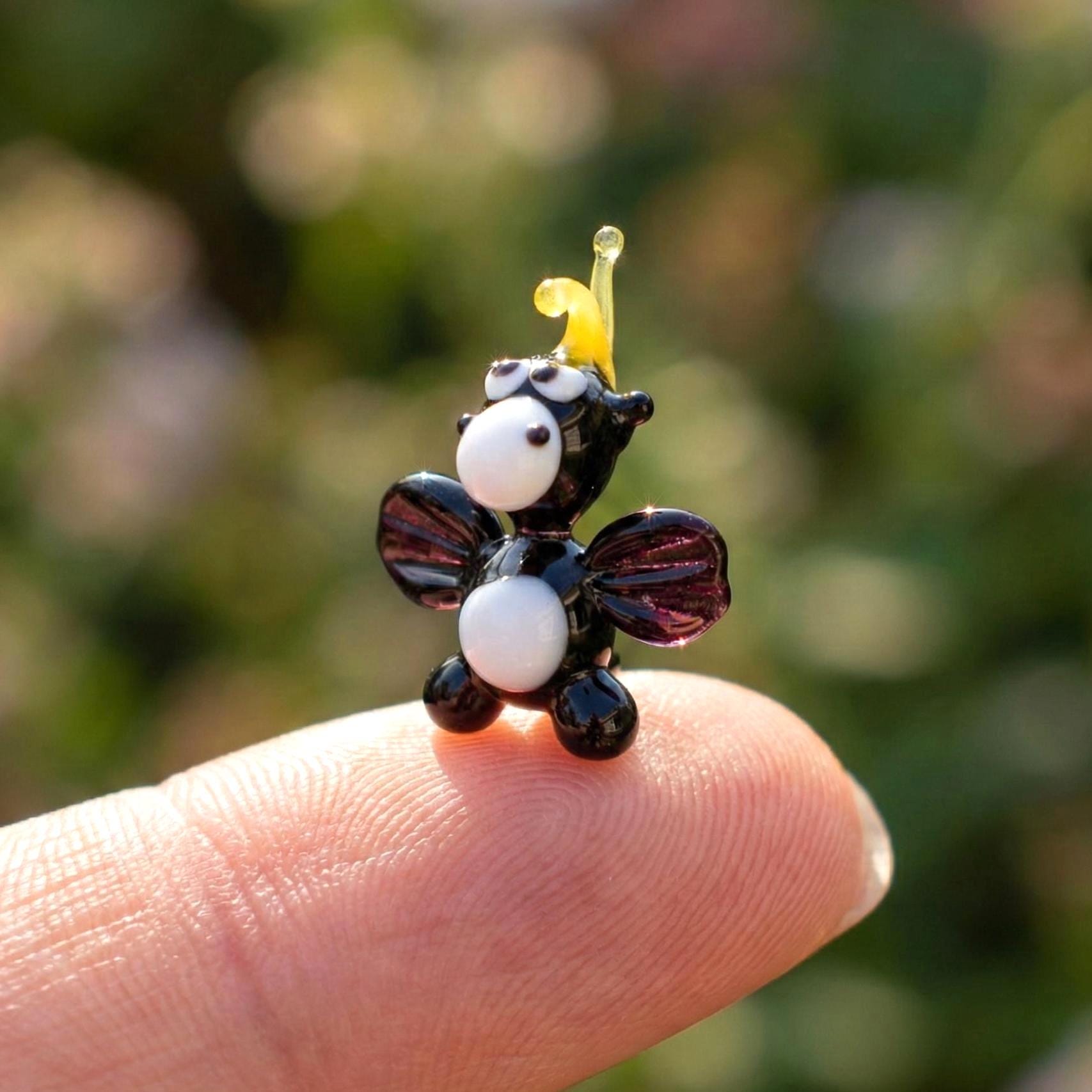 Dragon Miniature, Dragon Gifts, Fantasy Miniatures, Tiny Glass Animals, Black Glass Dragon, Mini Glass Animals, Dragon Statue, Decor, Art