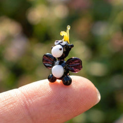 Dragon Miniature, Dragon Gifts, Fantasy Miniatures, Tiny Glass Animals, Black Glass Dragon, Mini Glass Animals, Dragon Statue, Decor, Art