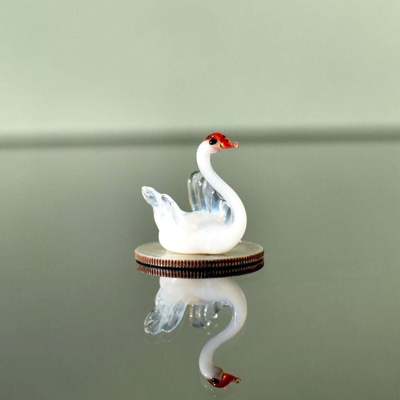 Swan Cake Topper, Swan, Swan Figurine, Glass Swan, Swan Gifts, Tiny Glass Animals, White Swan, Mini Glass Animals, Wedding Cake Topper