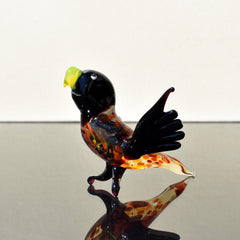 Orange Bird, Glass Bird Sculpture, Blown Glass Parrot Figurine, Gift for Bird Lovers, Parrot Statue, Bird Lover Gifts, Parrot Decor Art