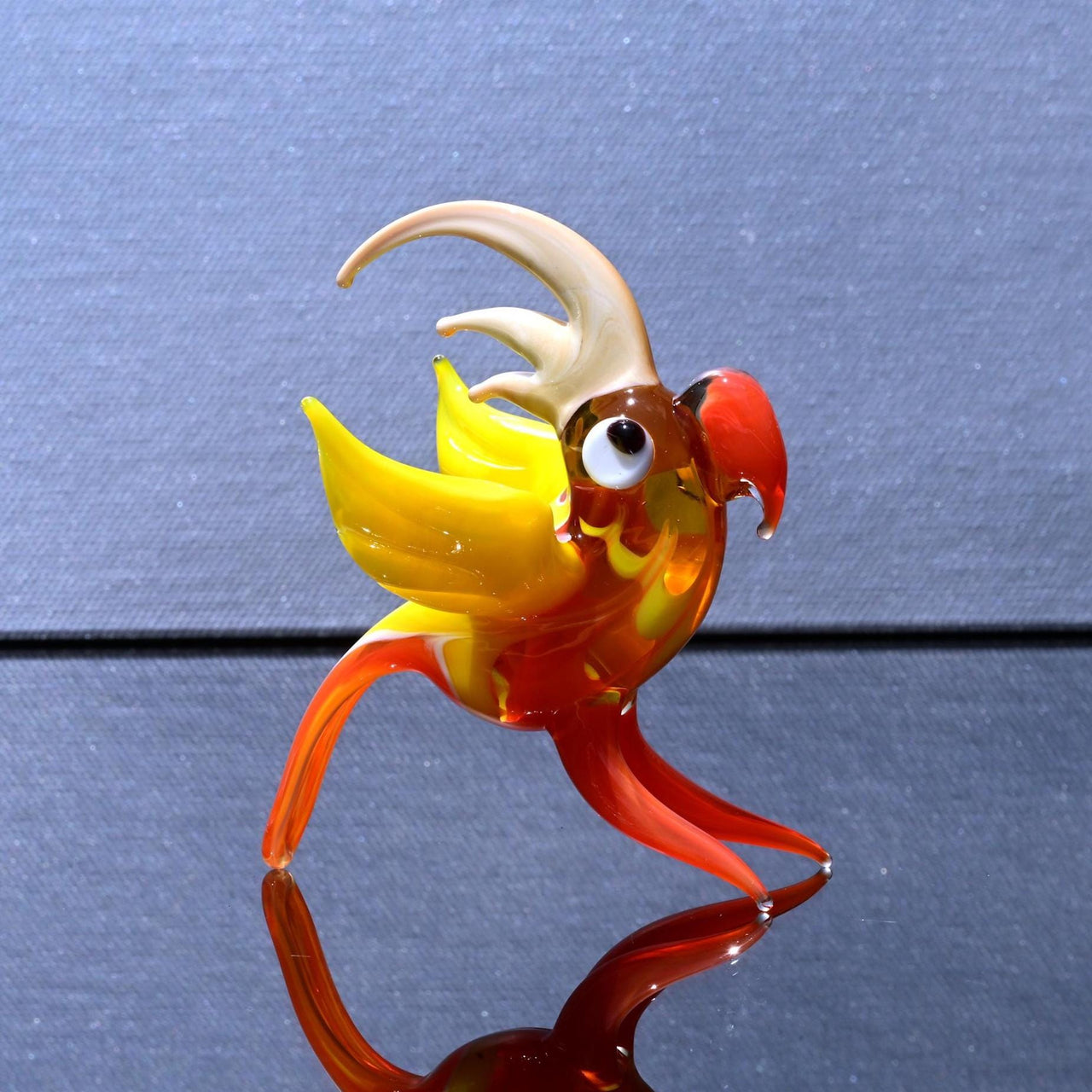 Orange Bird, Parrot Figurine, Gift for Bird Lovers, Glass Bird Sculpture, Hand Blown Glass Bird, Mothers Day Gifts, Parrot Statue Decor Art
