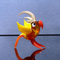 Orange Bird, Parrot Figurine, Gift for Bird Lovers, Glass Bird Sculpture, Hand Blown Glass Bird, Mothers Day Gifts, Parrot Statue Decor Art