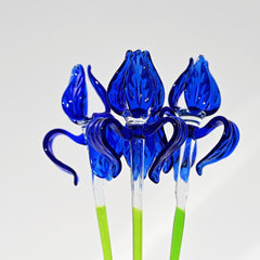 Beautiful Extra long stem Blue Cheetah pattern design Blue Glass Iris, Mothers Day Gift, Unique gift. Each flower is priced individually,