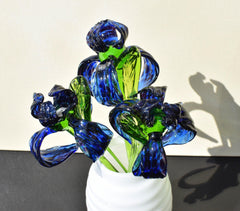 Glass Iris, Iris Gift, Iris Art, Glass Flowers Bouquet, Glass Birth Month Flower, Desk Decor For Women, Mini Glass Flowers Mothers Day Gifts