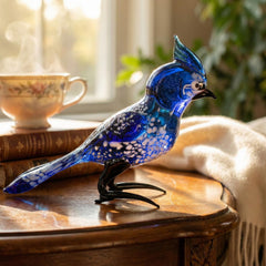 Blue Jays, Blue Bird, Glass Bird Figurine, Bird Sculpture, Bird Decor, Bird Lover Gifts, Glass Bird, Bird Figurine, Bird Art, Bird Gifts