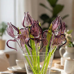 Awesome long stem purple glass Iris flower, purple glass flowers, Excellent addition to your  collection, unique gift.