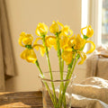 Beautiful extra  long stem yellow glass Iris flower. Excellent addition to your glass collection. Each flower is priced individually.