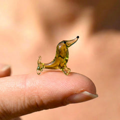 Cute Miniature glass dachshund From Glass Menagerie. Lamp Work, Flame work, whimsical character and dog statue.
