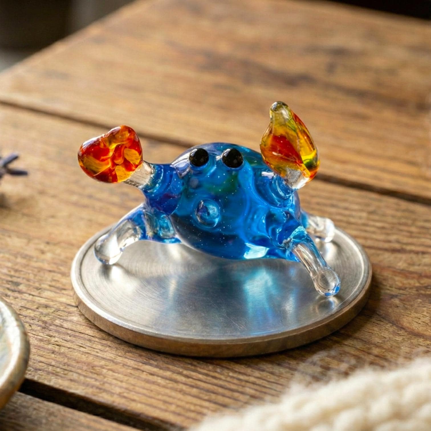 Tiny Glass Animals, Glass Crab, Blue Crab, Mini Glass Animals, Summer Decor, Crab Decor, Sea Animals, Hand Blown Glass, Glass Animals, Crabs