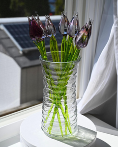 Purple Glass Flowers, Glass Tulips, Hand Blown Glass Flower Bouquet, Glass Flowers, Glass Birth Month Flower, Mothers Day Gifts Spring Decor