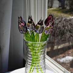 Purple Glass Flowers, Glass Tulips, Hand Blown Glass Flower Bouquet, Glass Flowers, Glass Birth Month Flower, Mothers Day Gifts Spring Decor