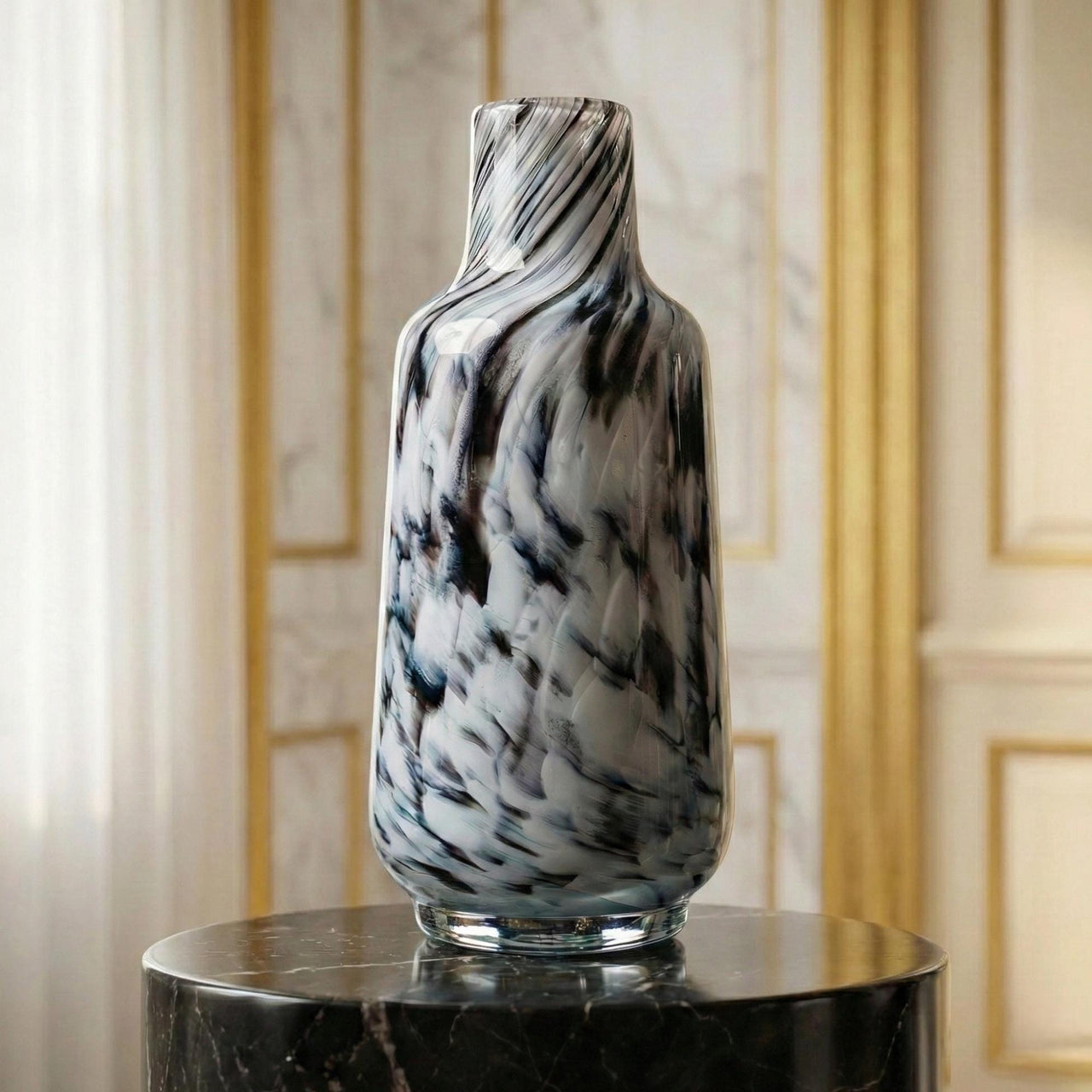 Black & White Art Glass Vase