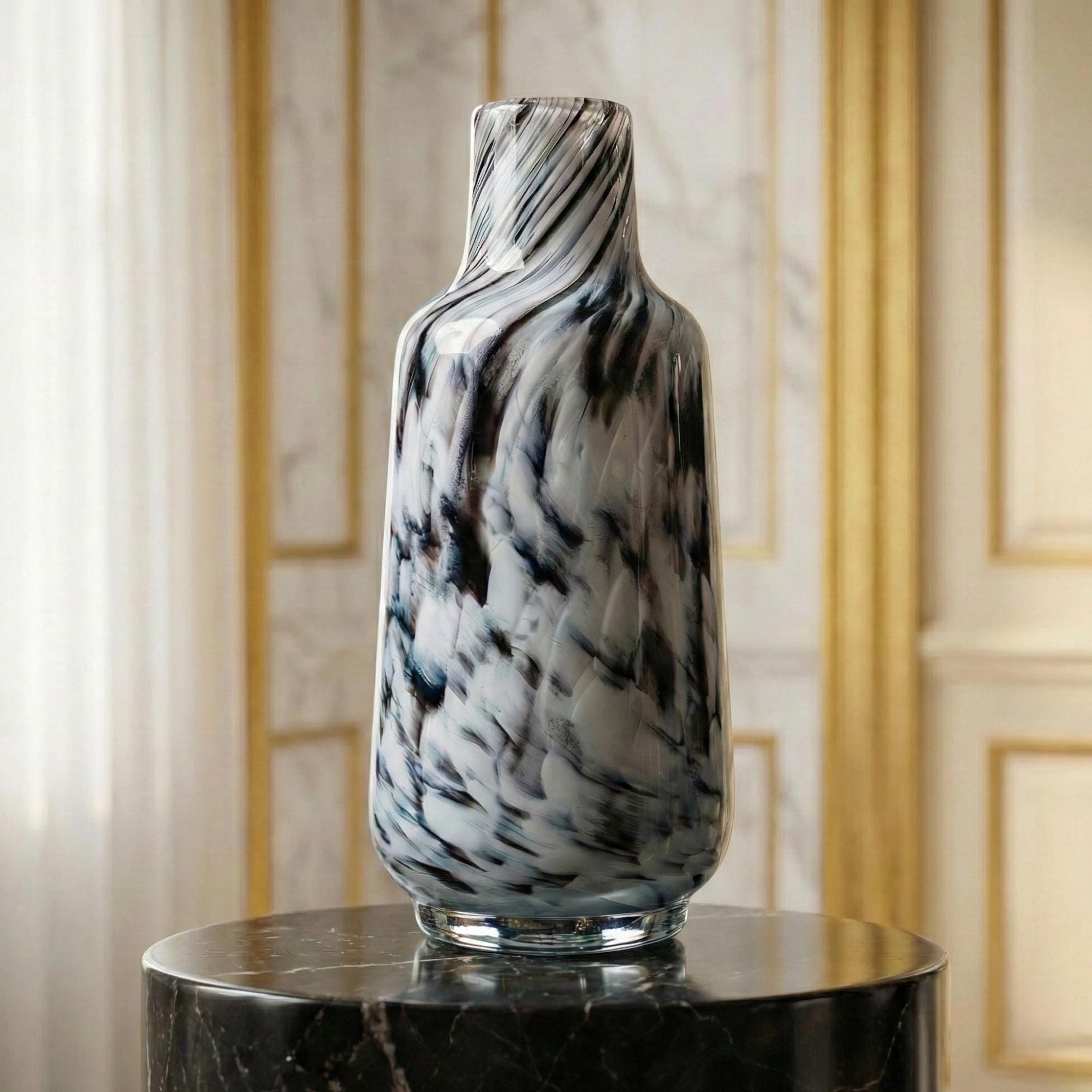 Black & White Art Glass Vase