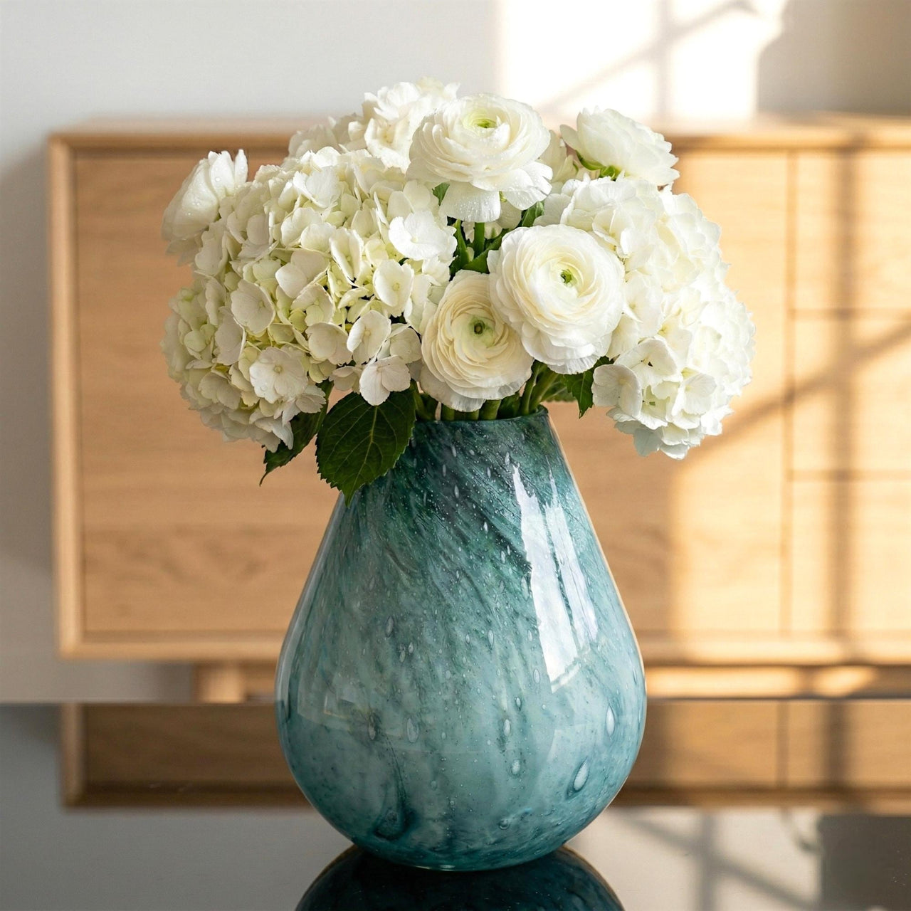 Large Teal Glass Vase