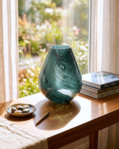 Large Teal Glass Vase